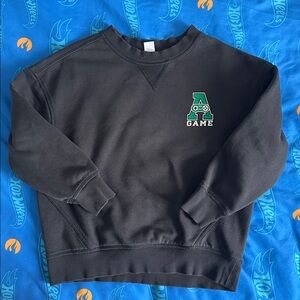 Old Navy Black Crewneck Sweatshirt with Green 'A' Game Logo